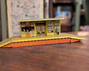 Vintage Mettoy Booking Hall British Toy Train Set Booking Hall JoyTown Booking Hall