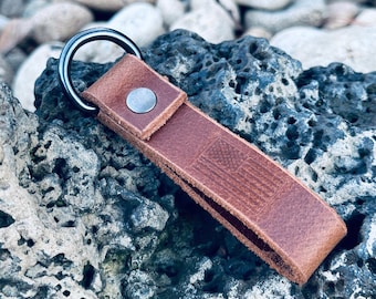 Leather USA Flag Keychain
