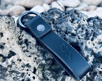Leather Lightning Bolt Keychain
