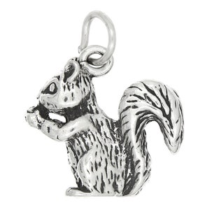 STERLING SILVER CHIPMUNK HOLDING NUT CHARM WITH ONE SPLIT RING
