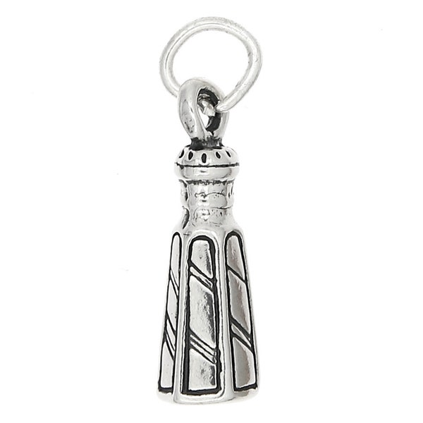 Sterling Silver Salt or Pepper Shaker Charm Pendant (3D Charm) -with Options