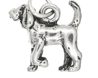 Sterling Silver Bloodhound Dog Charm (3d Charm) -with Options