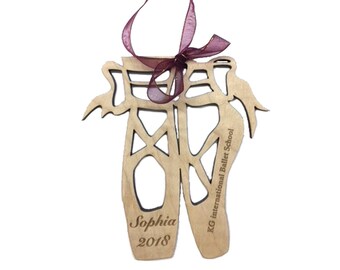 Ballet Shoes Ornament Custom made Wood Monogram Personalized Ballet Ballerina Christmas Ornament