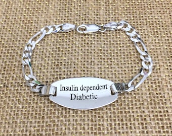 Personalized Sterling Silver Medical ID Bracelet: Monogram Alert