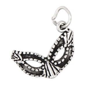 Mardi Gras Masquerade Mask Sterling Silver Unique Charm -with Options