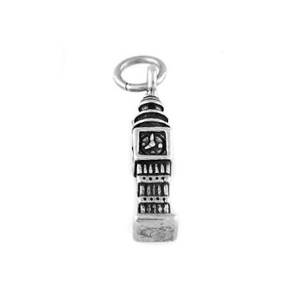 Sterling Silver Small London, England's Big Ben Clock Charm (3d Charm)