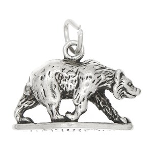 Bear Bar Harbor Maine Sterling Silver Oxidized Charm  -with Options