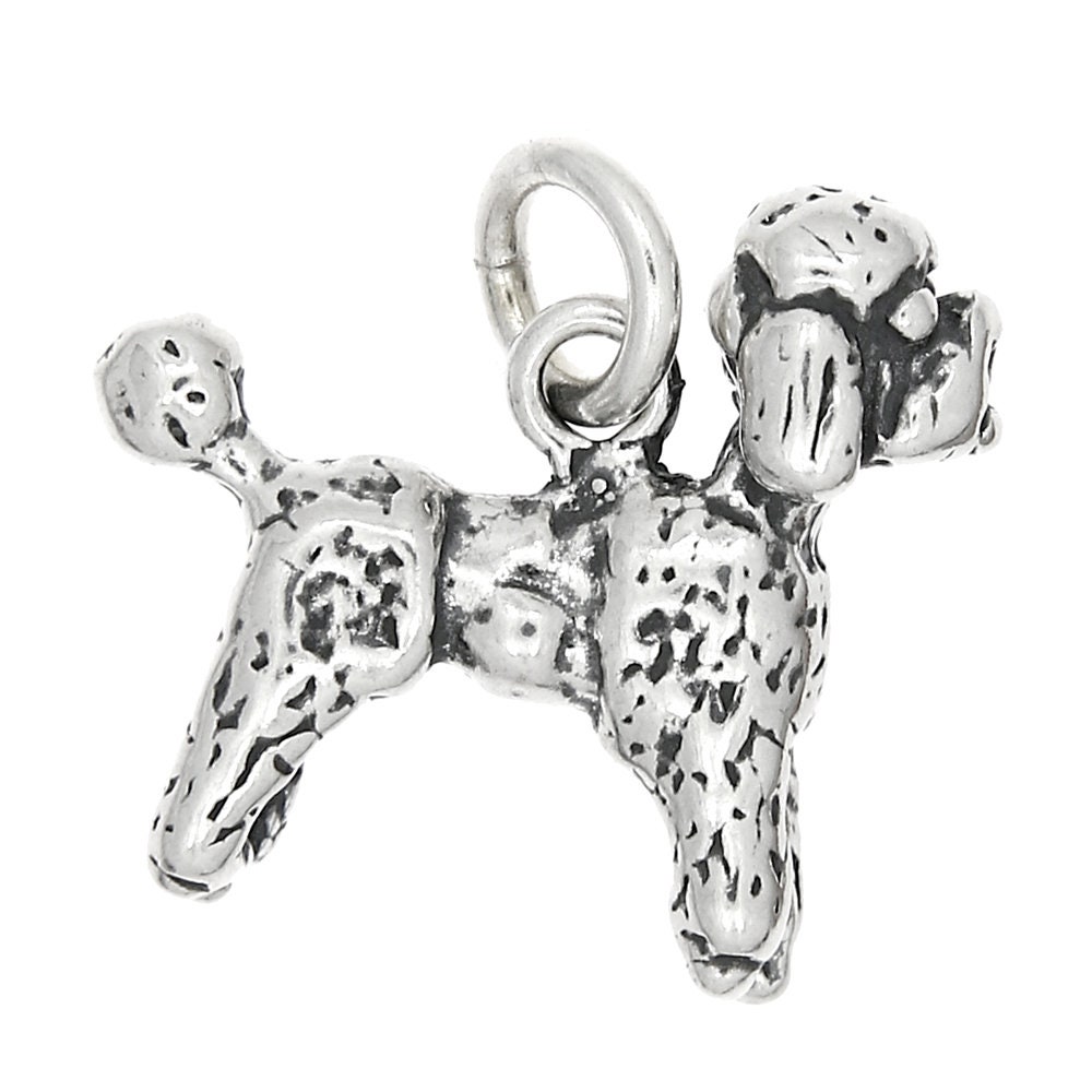 Poodle Dog Sterling Silver 3D Charm -with Options