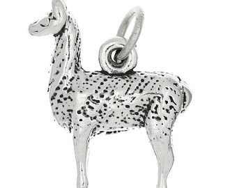 Sterling Silver Llama Charm Pendant (3D Charm) -with Options