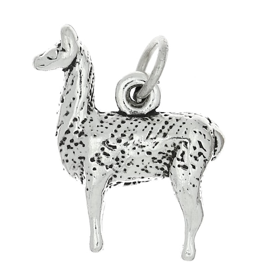 Llama Charm Sterling Silver Antiqued Finish 3D Llama Charm Sterling Silver Antiqued Finish 3D