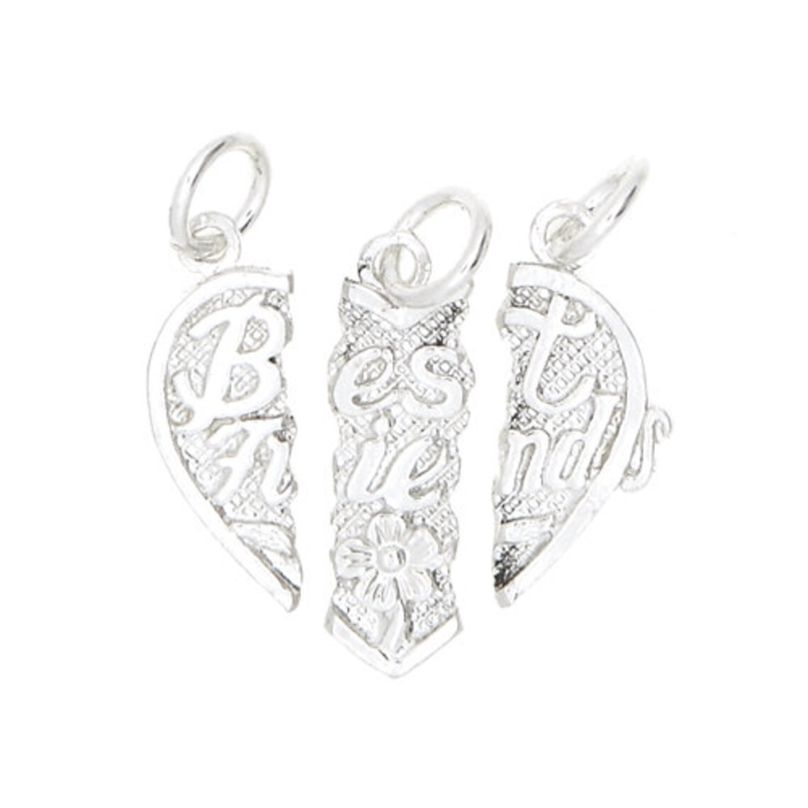 Sterling Silver Sharable 3 Way Split Best Friends Heart - Etsy