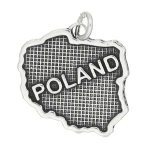 Poland Sterling Silver Travel Map Charm (Flat Charm)