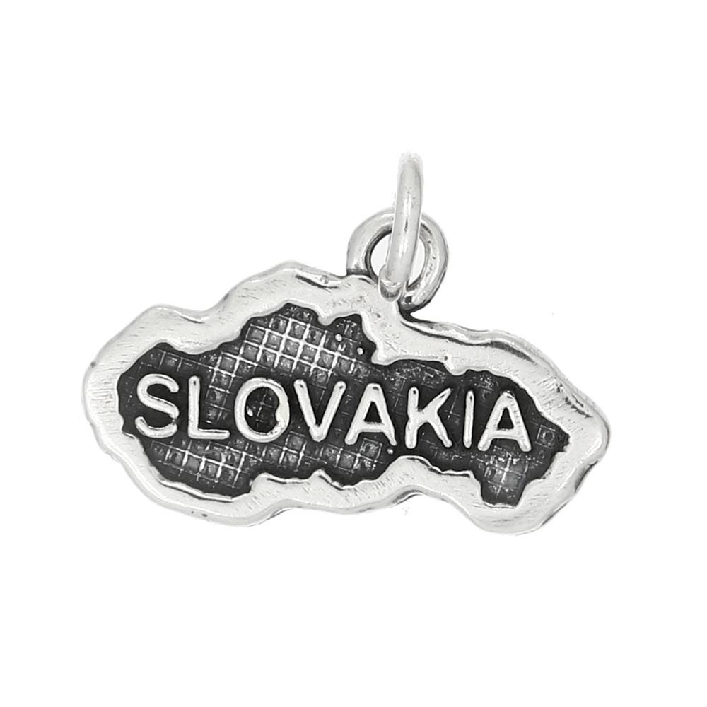 LGU Steling Silve Oxidized Dangling Textued County Map