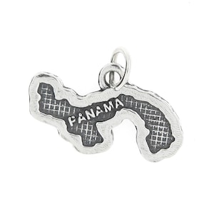 Panama Sterling Silver Textured Country Map Charm (Flat Charm) with Options