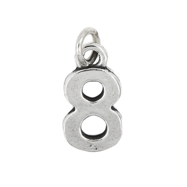 Sterling Silver Number 8 Years Eight Charm Pendant