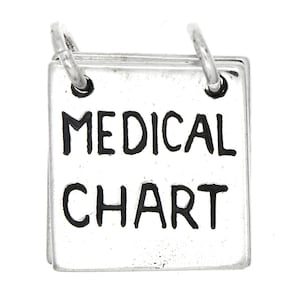 Medical Chart Record Sterling Silver Flippable Doctor Nurse Charm or Pendant -with Options