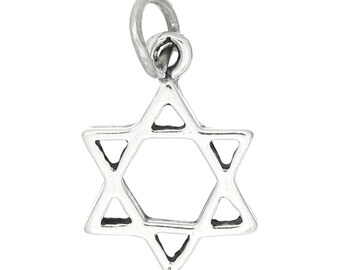 Jewish Star of David Sterling Silver Charm -with Options