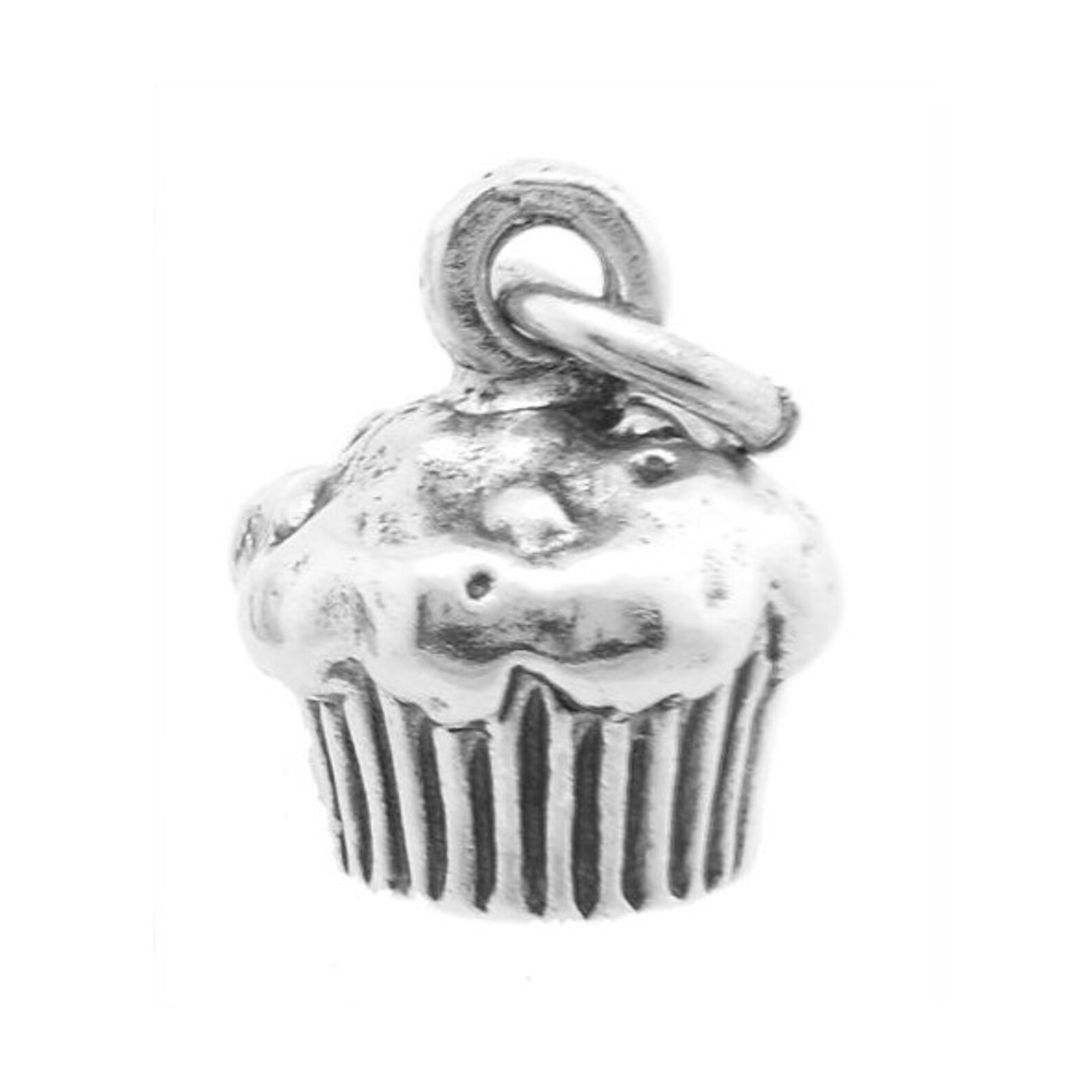 Sterling Silver Cupcake Charm 3d Charm Hollow Bottom Etsy