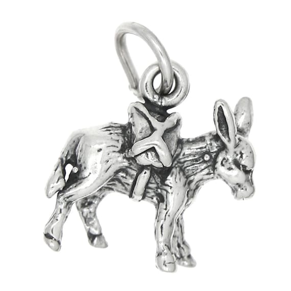 Donkey Charm Sterling Silver Antiqued Finish 3D Donkey Charm Sterling Silver Antiqued Finish 3D