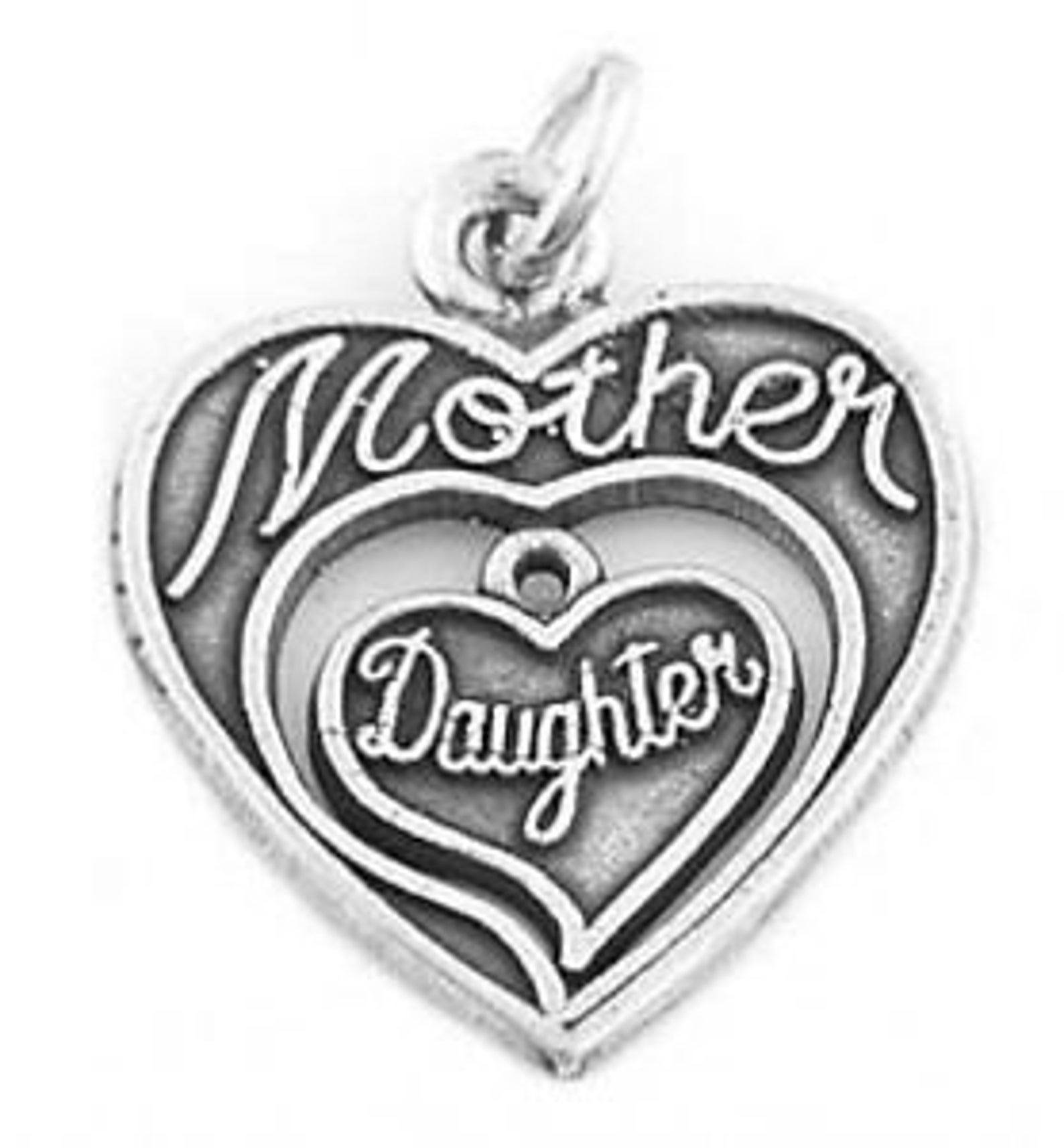 Sterling Silver Mother Daughter Charm Pendant flat Charm Etsy