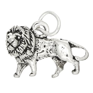 Small Lion Sterling Silver 3d Charm  -with Options