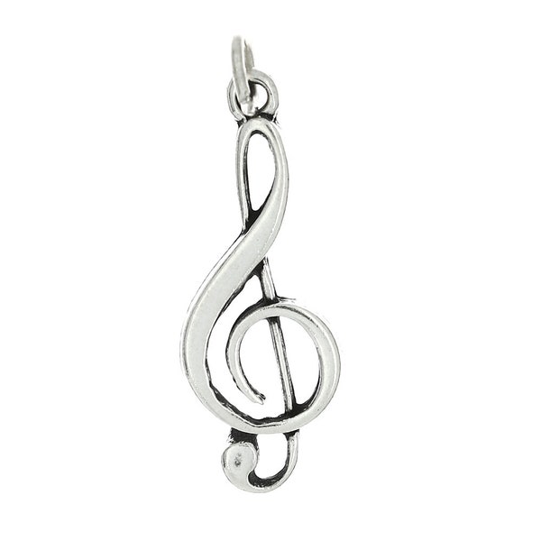 Sterling Silver Music Treble Clef Charm (with Options)