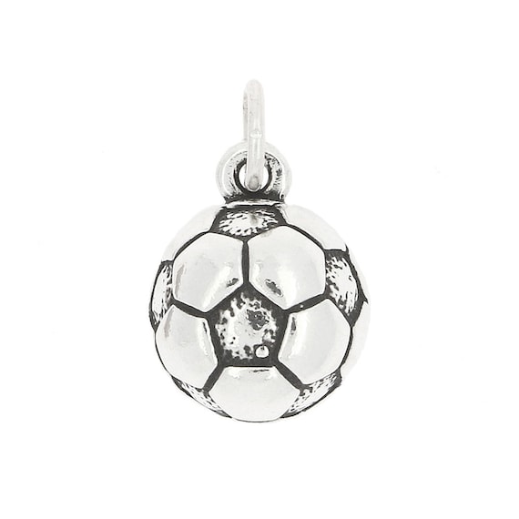 925 Sterling Silver Soccer Ball Half Charm Made in USA