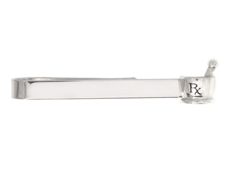 Sterling Silver RX Mortar and Pestle Pharmacy Tie Clip RX Tieclip Tie Bar