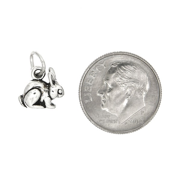 Bunny Sterling Silver Small Rabbit Charm (3d Charm) -with