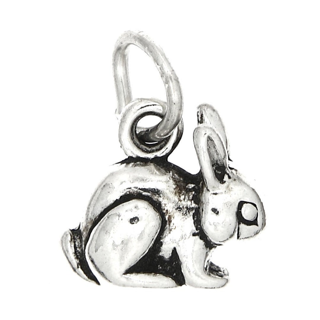 Bunny Sterling Silver Small Rabbit Charm (3d Charm) -with