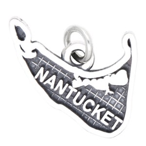 Nantucket Island Massachusetts Cape Cod Sterling Silver Oxidized Charm (With Options)
