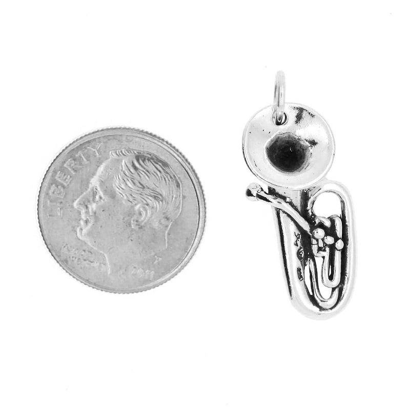 Sterling Silver Musical Instrument Tuba Charm Pendant 3D Etsy
