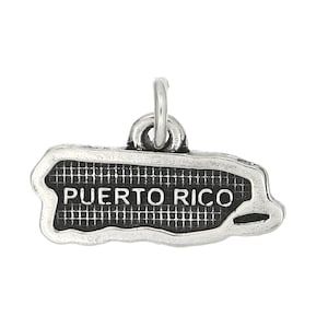 Puerto Rico Sterling Silver Map of Country Travel Charm