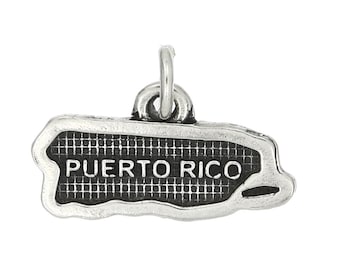 Puerto Rico Sterling Silver Map of Country Travel Charm