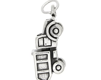 Construction Dump Truck Sterling Silver Charm (3d Charm) -with Options