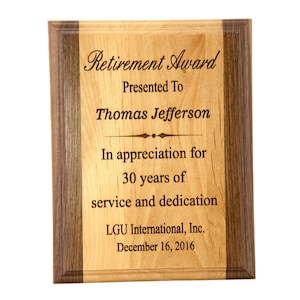 1 of Custom Personalized Wall Display Plaque for Retirement or Achievement