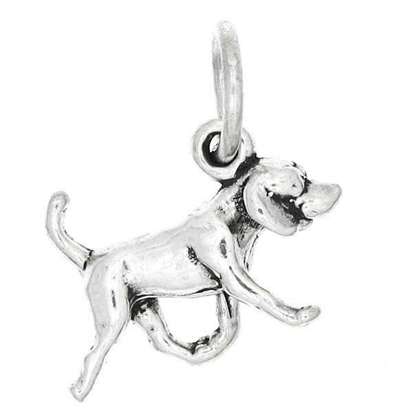 Sterling Silver Tiny Puppy American Foxhound Fox Hound Dog Charm Pendant (3d Charm) -with Options