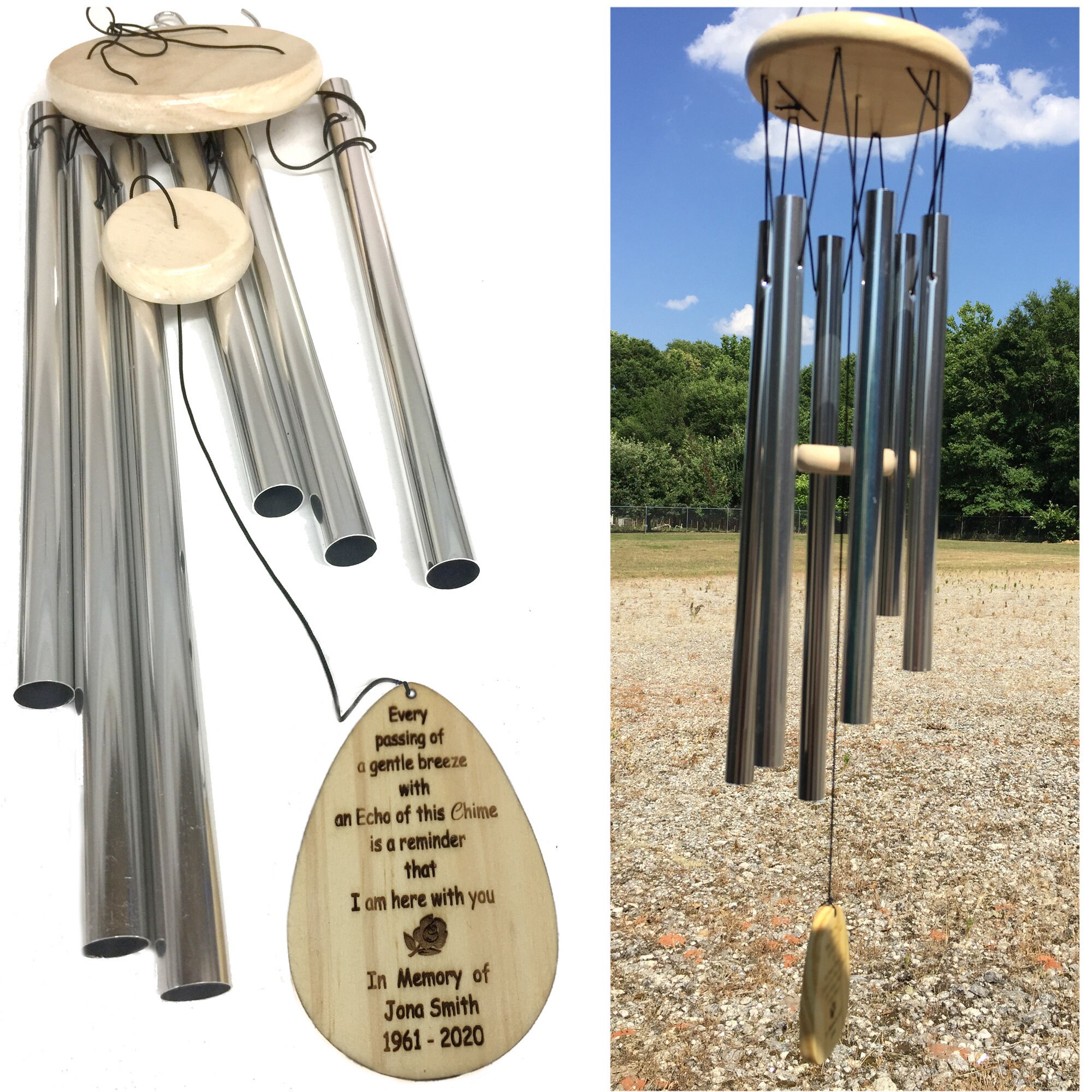 Custom Personalized Outdoor Chimes Memorial Tribute Wind Chime Etsy UK