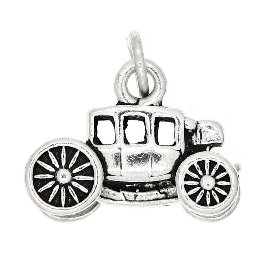 Sterling Silver Stagecoach Charm Pendant 3D Charm with Options - Etsy