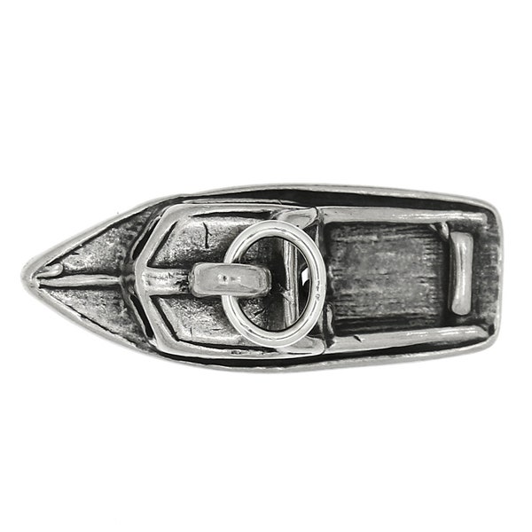 Sterling Silver Boat Charm Pendant (3D Charm) -with Options