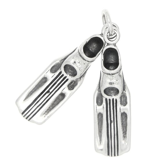 Swim Fins Flippers Charm Sterling Silver Swim Fins Flippers Charm Sterling Silver