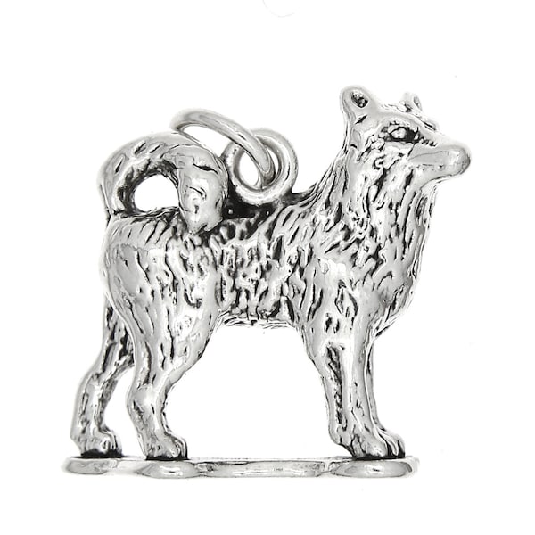 Sterling Silver Alaskan Husky Sled Dog Charm  -with Options