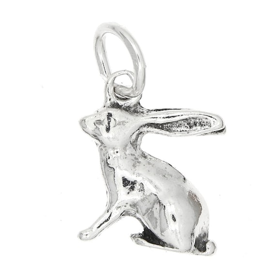 Rabbit Sitting Up Bunny Charm Sterling Silver, Made in the USA Rabbit Sitting Up Bunny Charm Sterling Silver, Made in the USA