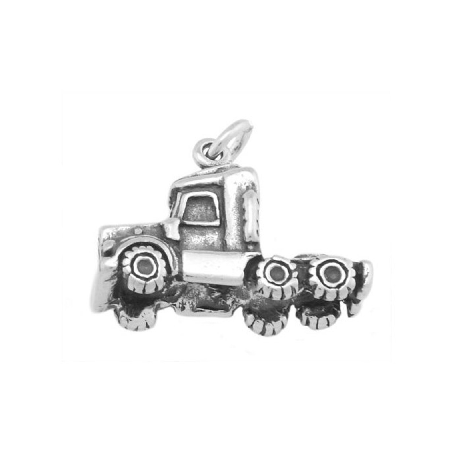 Sterling Silver Semi Truck Charm 3d Hollow Bottom Charm Etsy
