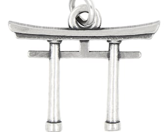 Torii Gate Charm Sterling Silver Oxidized Japanese Shinto Shrine -with Options