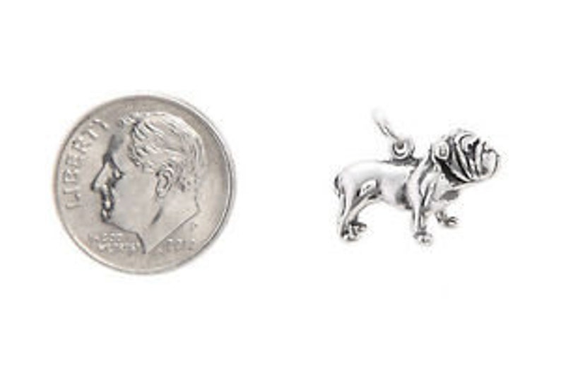 3D Charm Sterling Silver Big Head Bulldog Bull Dog Charm Pendant