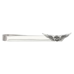 Pilot Wings Personalize Sterling Silver Airline Airplane Tie Bar Tie Clip