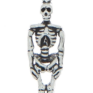 Skeleton Sterling Silver 3D Charm Pendant -with Options