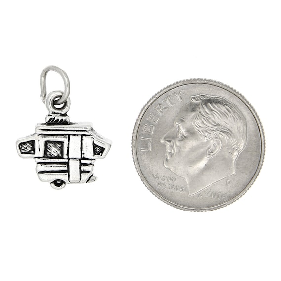 Small Pop up Camper RV Motor Home Sterling Silver 3d Charm -with