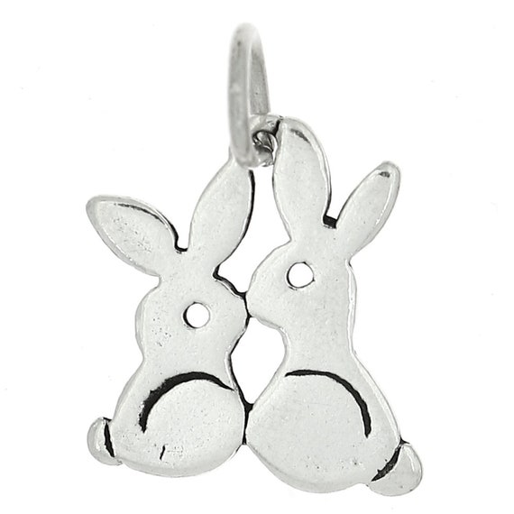 Bunny Rabbit Charm Oxidized Sterling Silver Bunny Rabbit Charm Oxidized Sterling Silver